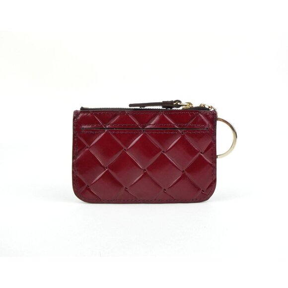 Dooney & Bourke Burgundy Quilted Leather Keychain Wallet Card Holder With Zipper - Picture 2 of 16